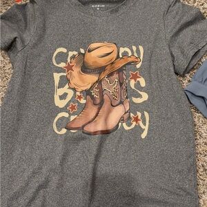 SHEIN Gray Cowboy Graphic T-Shirt